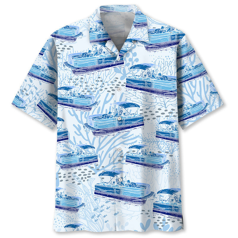 Pontoon Boat Blue Hawaiian Shirt