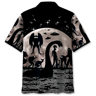 Bigfoot Alien Nessie Night Hawaiian Shirt