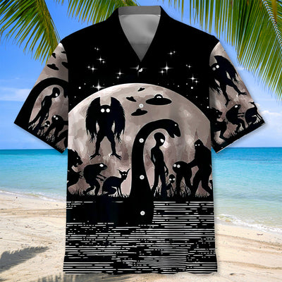 Bigfoot Alien Nessie Night Hawaiian Shirt