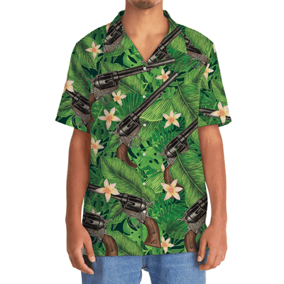 Green Tropical Vintage Guns Hawaiian Shirt