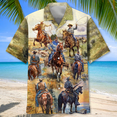 Cowboy Vintage Art Pocket Hawaiian Shirt