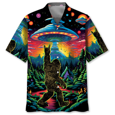 Alien Bigfoot Pocket Hawaiian Shirt