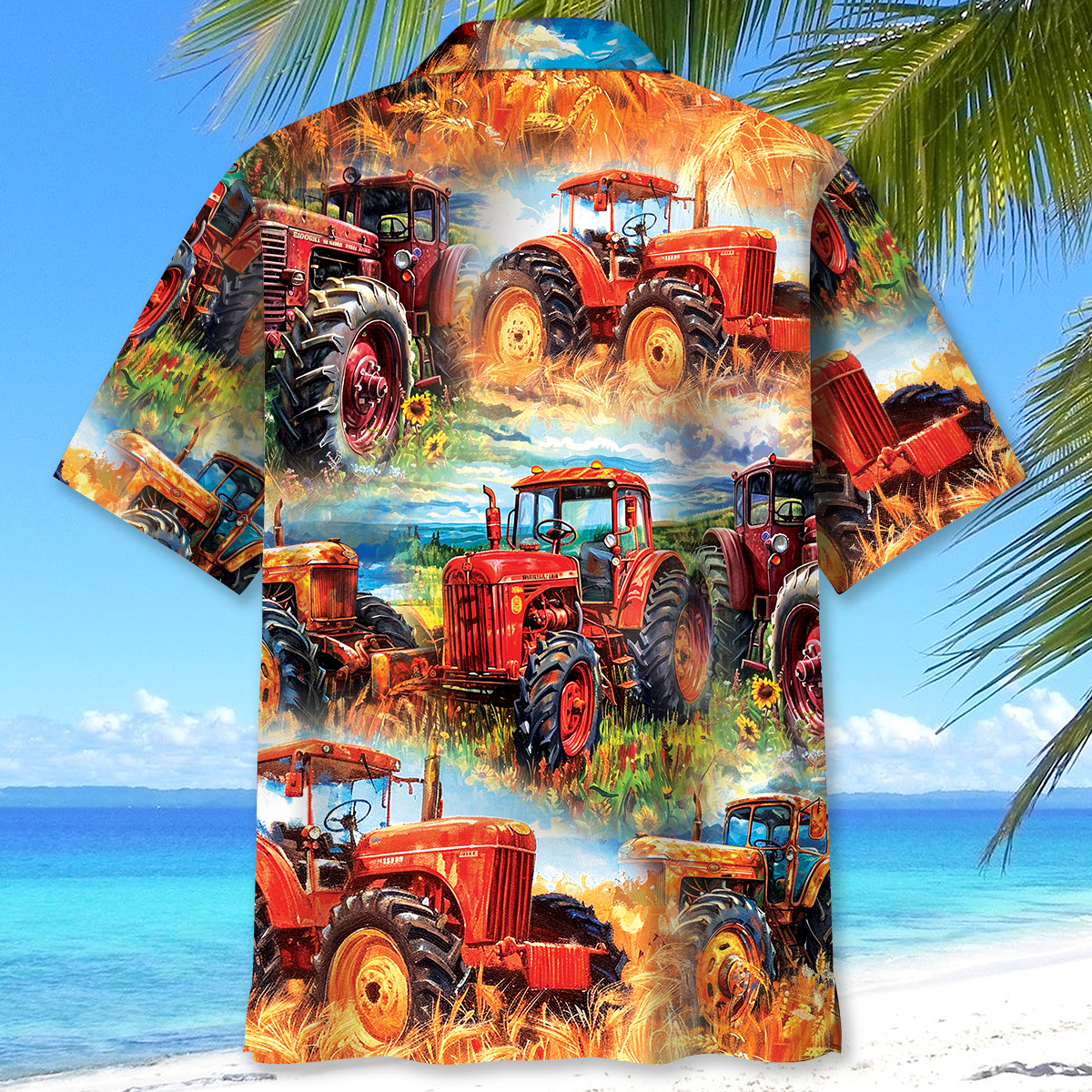 Vintage Tractor Art Hawaiian Shirt