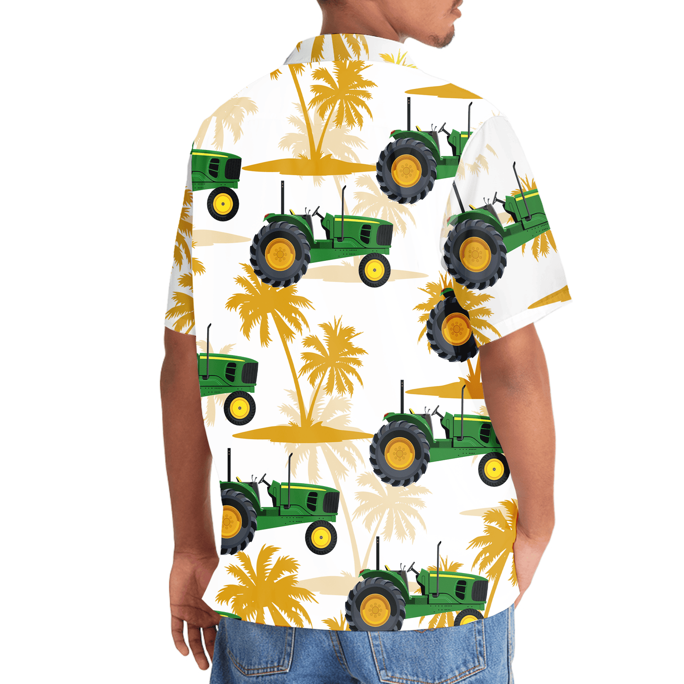 Palm Tree Green Tractor Hawaiian Shirt