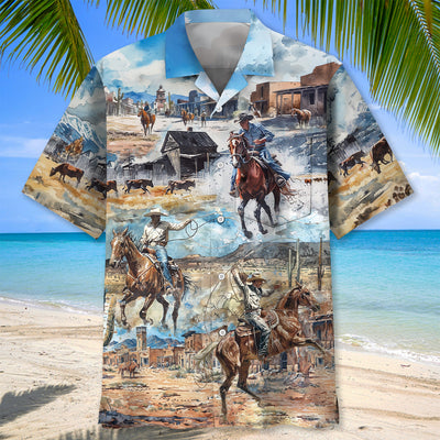 Cowboy Life Vintage Art Pocket Hawaiian Shirt