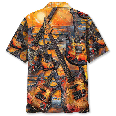 Electric Guitar Art Sunset Hawaiian Shirt