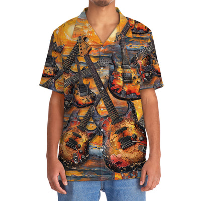 Electric Guitar Art Sunset Hawaiian Shirt