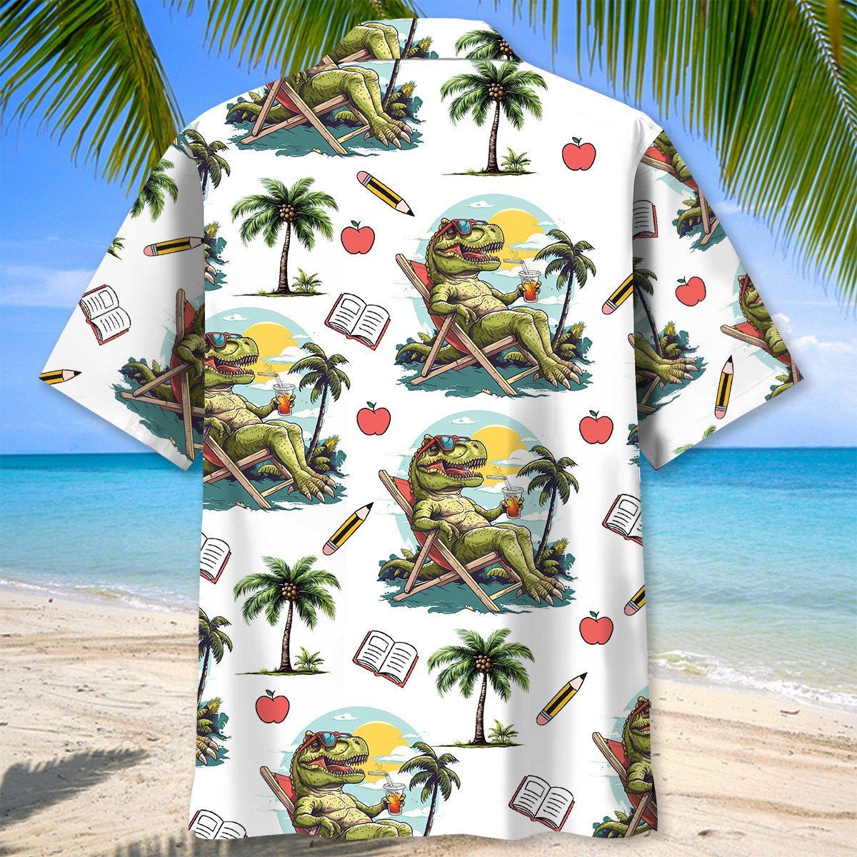 Teacher Tropical Dinosaur Hawaiian Shirt