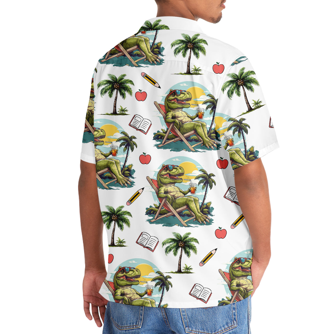 Teacher Tropical Dinosaur Hawaiian Shirt