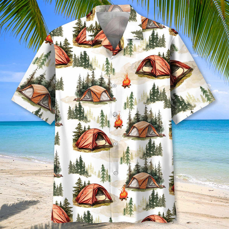 Camping Watercolor Vintage Art Hawaiian Shirt