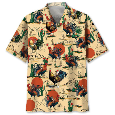 Funny Cowboy Riding Rooster Hawaiian Shirt