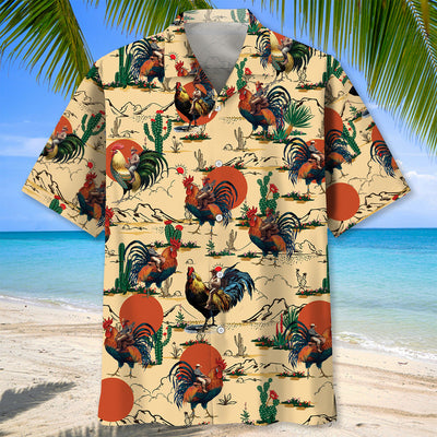 Funny Cowboy Riding Rooster Hawaiian Shirt
