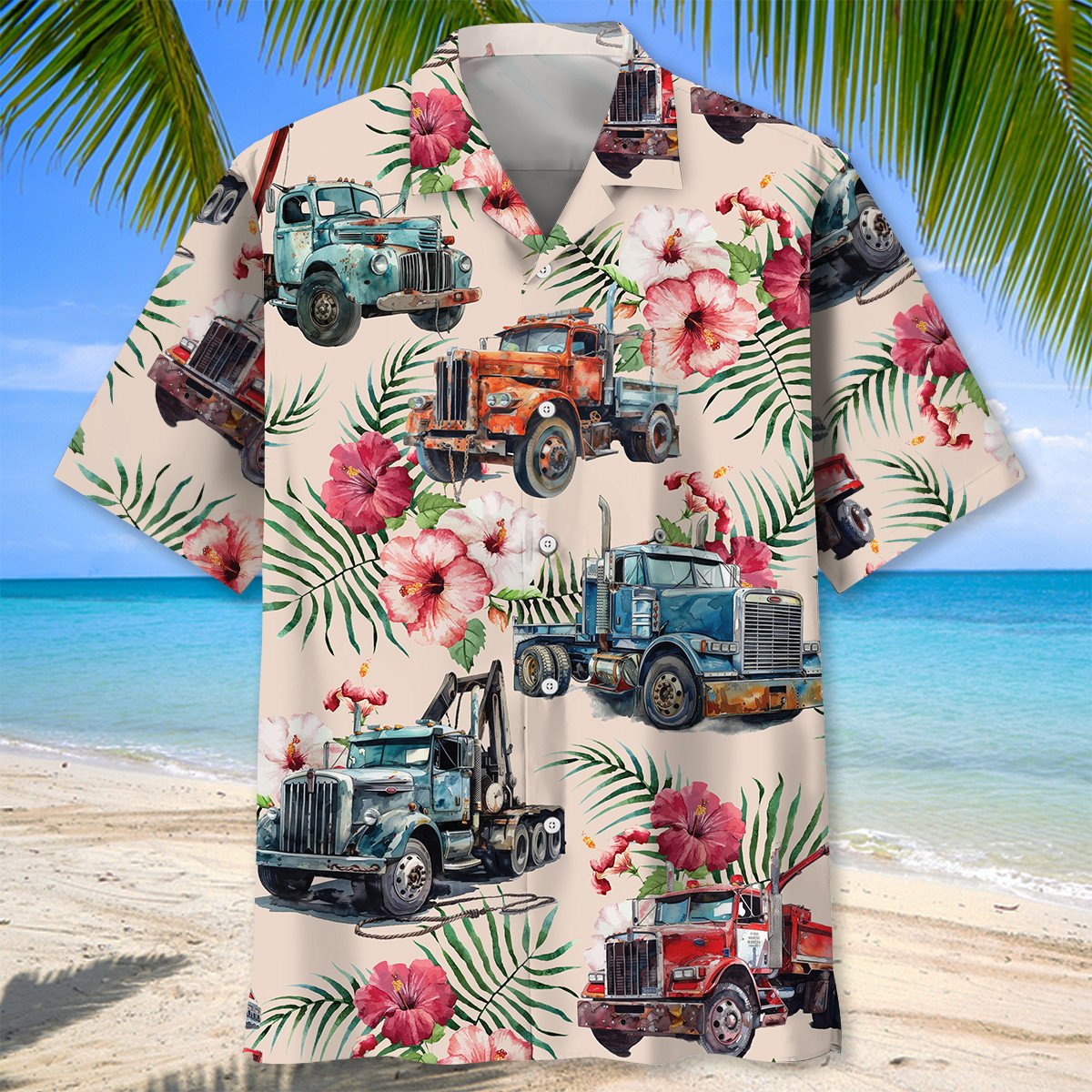 Vintage Tow Truck Operator Car Hawaiian Shirt