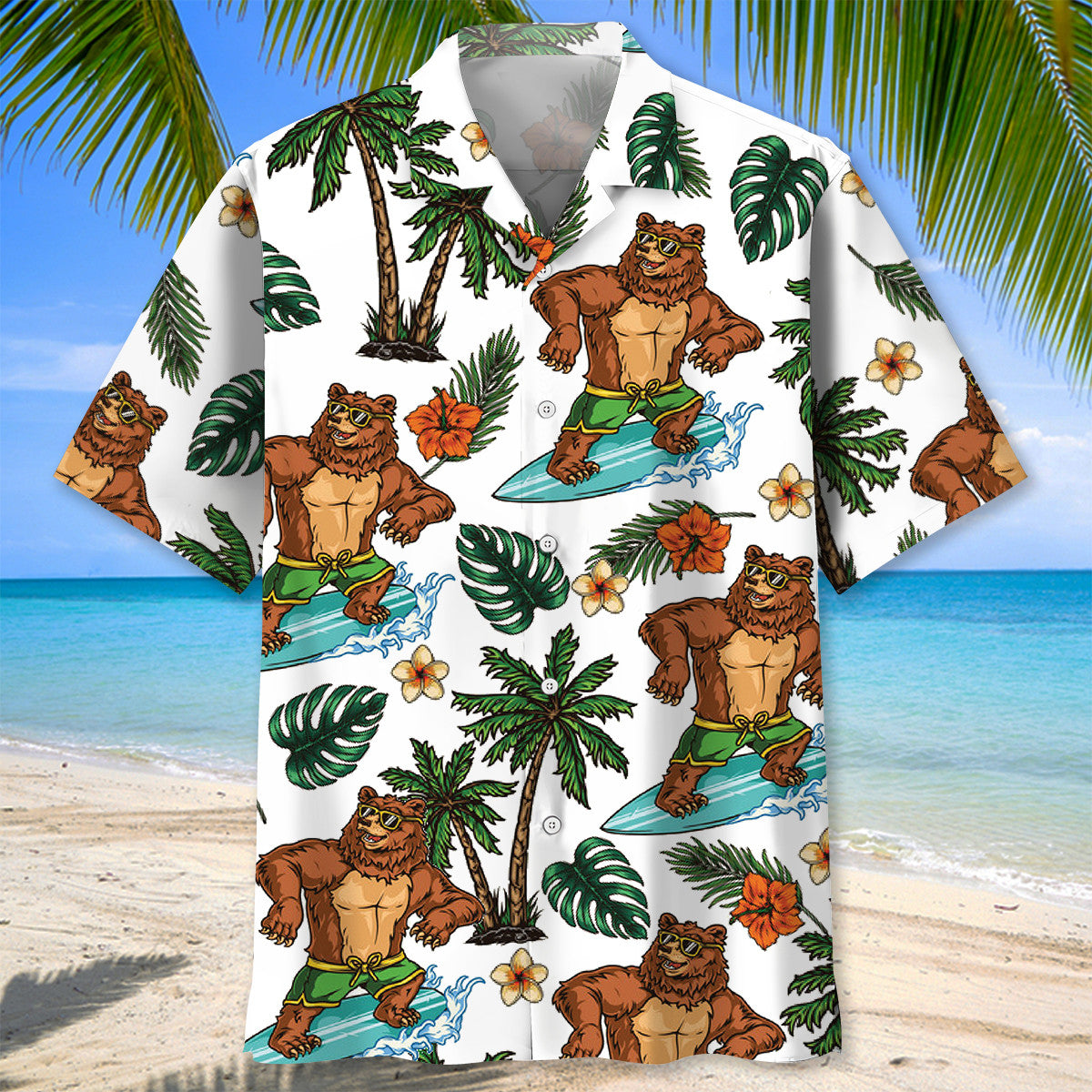 Funny Bear Surfing Hawaiian Shirt