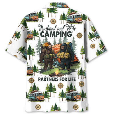 Camping Bigfoot Husband and Wife Hawaiian Shirt