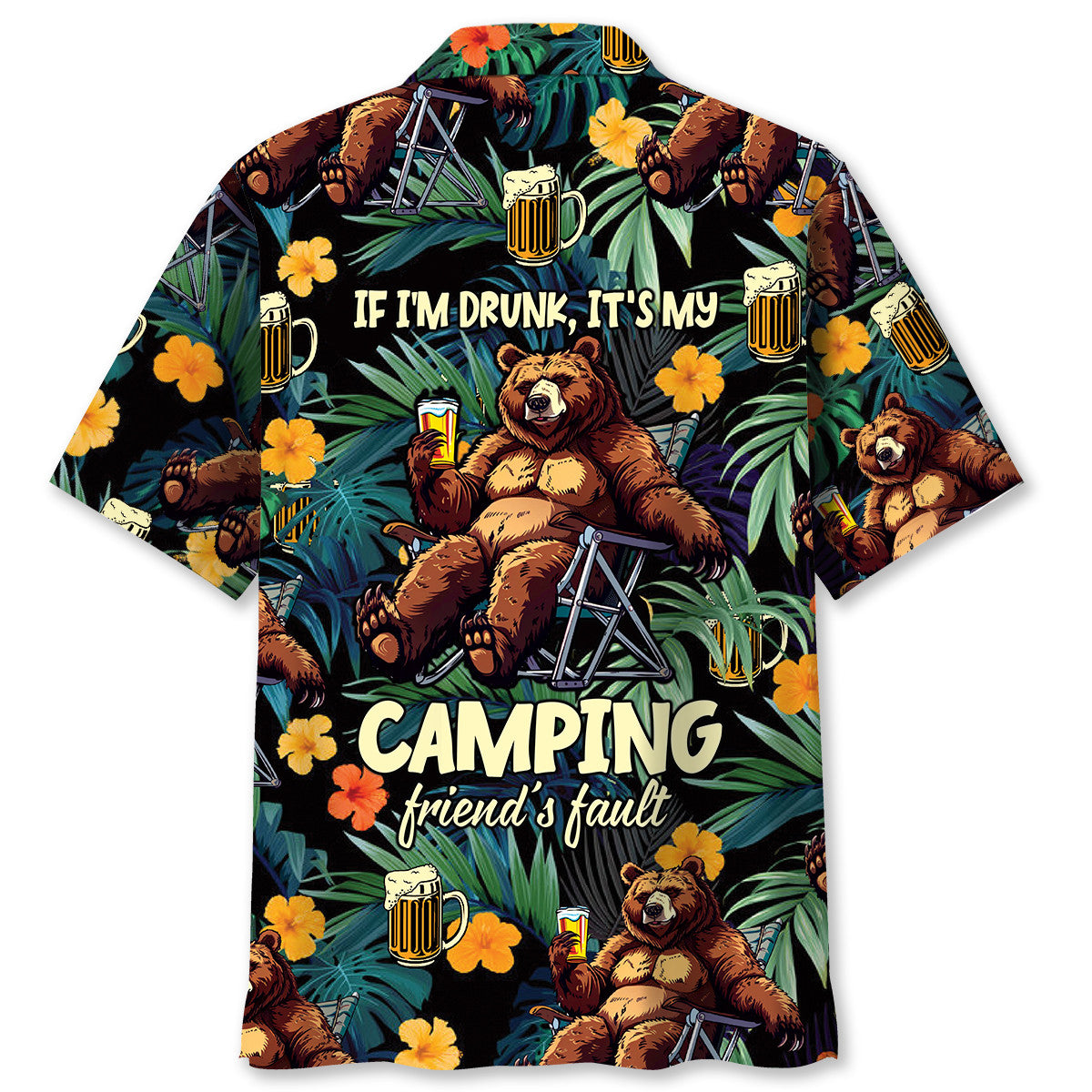 Camping Drunk Bear Hawaiian Shirt