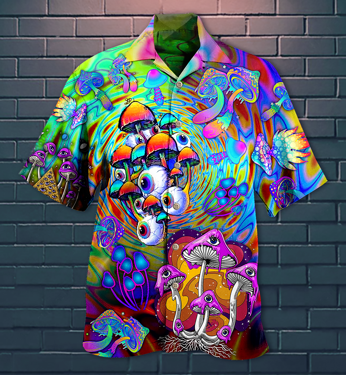 Hippie Peace Life Style Mushroom - Hawaiian Shirt