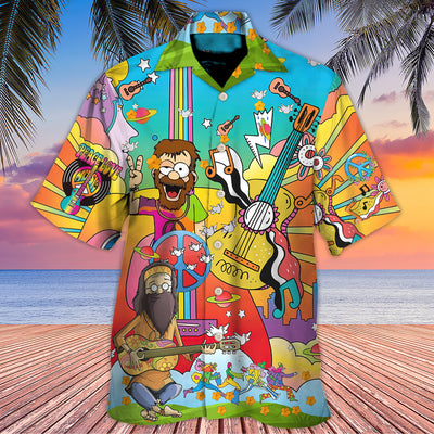 Hippie Music Guitar Peace Life Color - Hawaiian Shirt