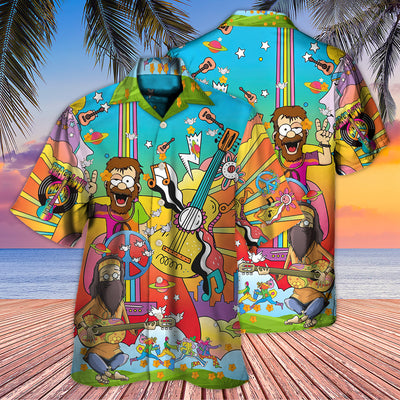 Hippie Music Guitar Peace Life Color - Hawaiian Shirt
