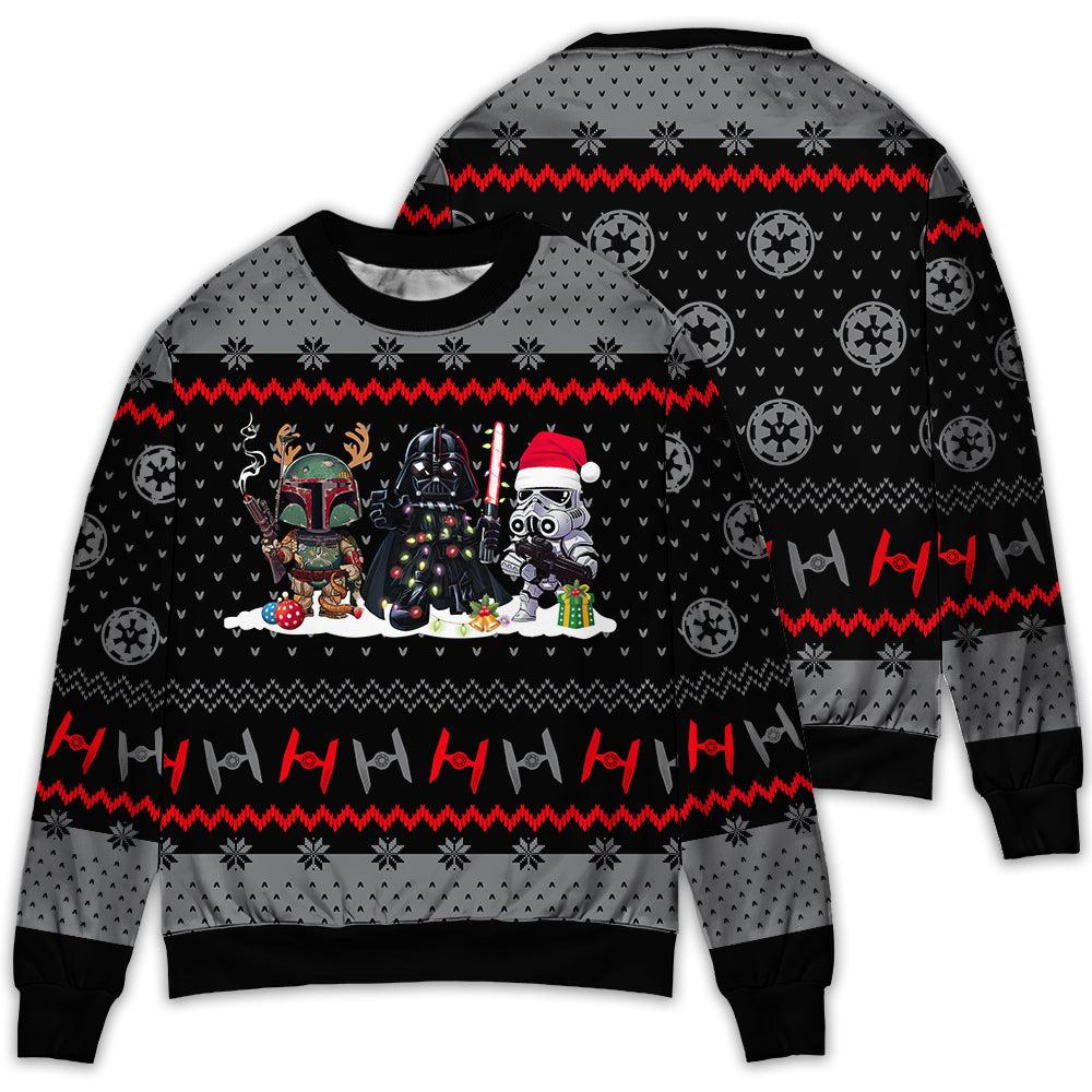 Christmas Star Wars Boba Fett Darth Vader - Sweater - Ugly Christmas Sweaters
