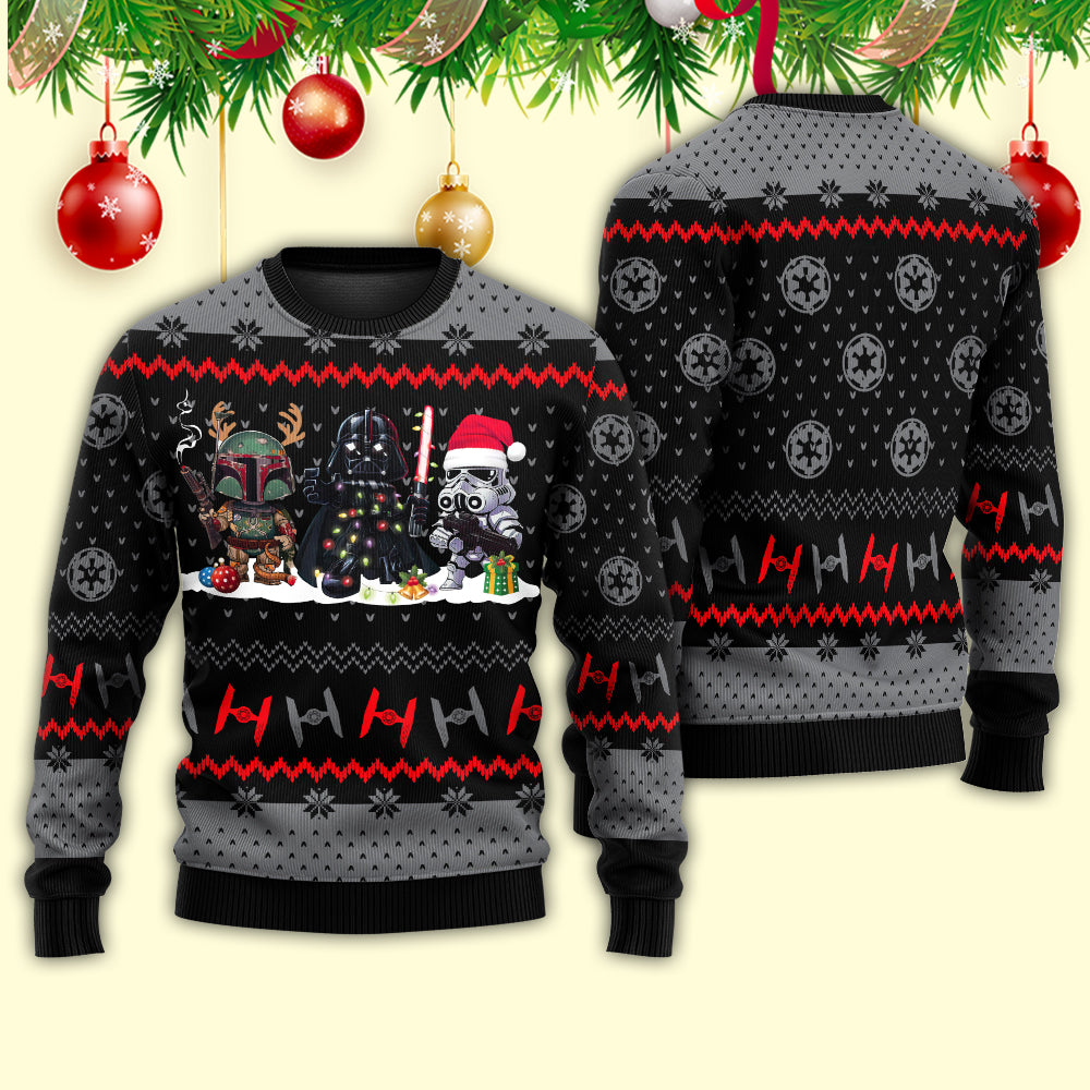 Christmas Star Wars Boba Fett Darth Vader - Sweater - Ugly Christmas Sweaters