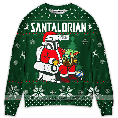Christmas Star Wars Funny The Santalorian Star Wars Christmas - Sweater - Ugly Christmas Sweaters