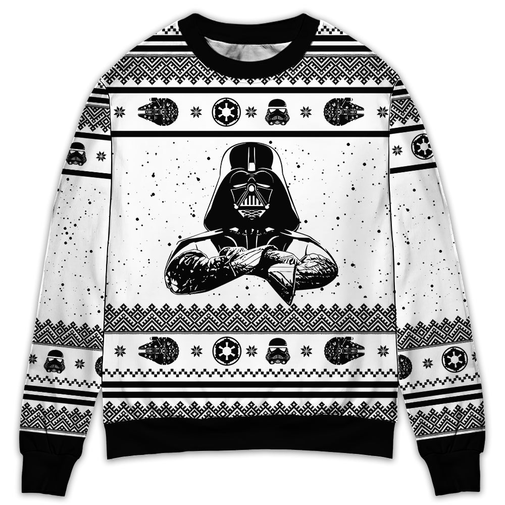 Christmas Star Wars Darth Vader Black And White - Sweater - Ugly Christmas Sweaters