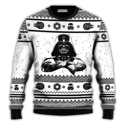 Christmas Star Wars Darth Vader Black And White - Sweater - Ugly Christmas Sweaters