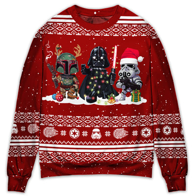 Christmas Star Wars Stormtrooper Darth Vader Mandalorian Christmas - Sweater - Ugly Christmas Sweater