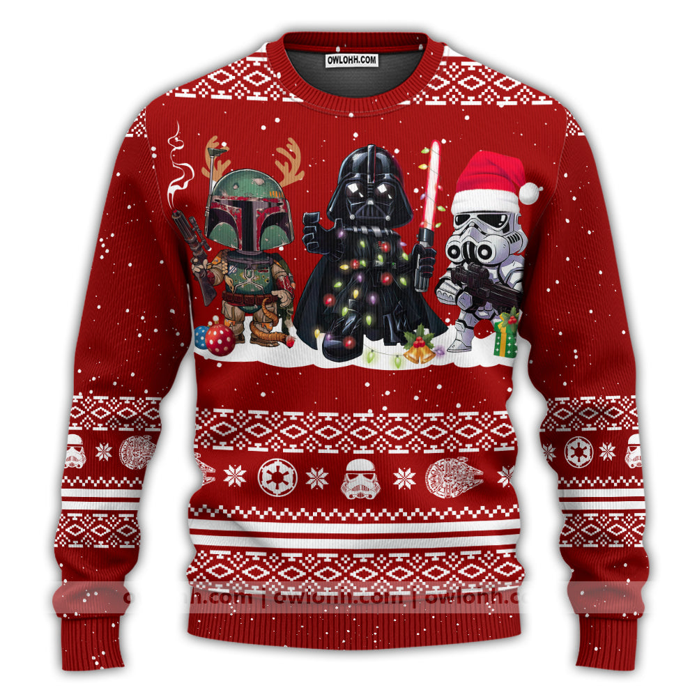 Christmas Star Wars Stormtrooper Darth Vader Mandalorian Christmas - Sweater - Ugly Christmas Sweater