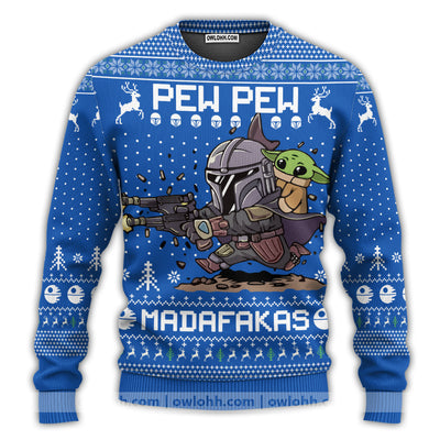 Christmas Star Wars Pew Pew Madafakas Baby Yoda - Sweater - Ugly Christmas Sweaters