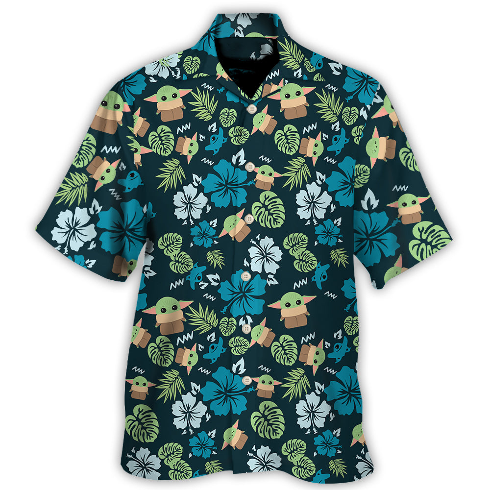 Star Wars Grogu Baby Yoda Tropical Leaves- Hawaiian Shirt For Men, Women, Kids - Owl Ohh