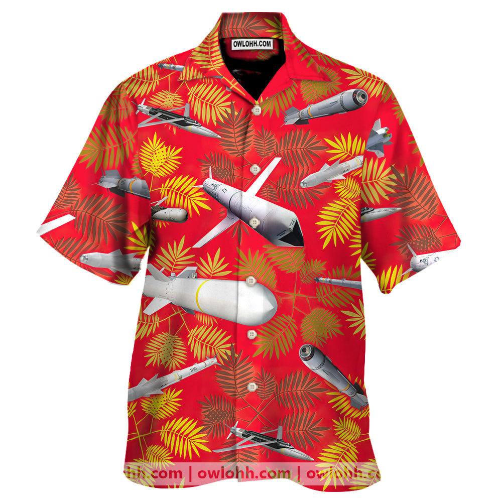 Missiles And Fighter Jets Red - Hawaiian Shirt