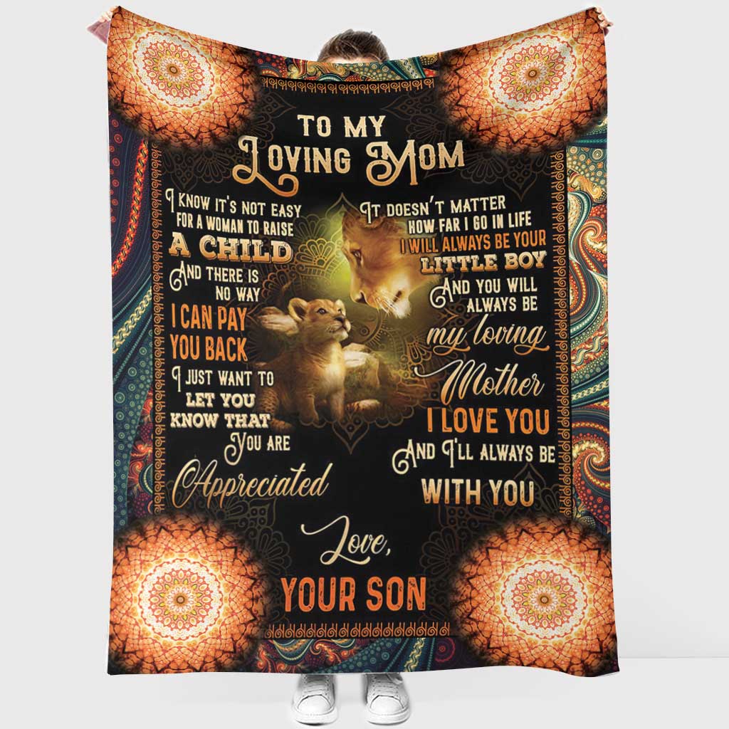 Lion Happy Mother's Day To My Loving Mom - Flannel Blanket - Owls Matrix LTD