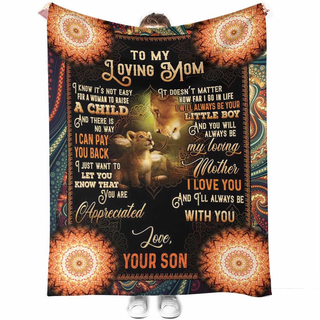50" x 60" Lion Happy Mother's Day To My Loving Mom - Flannel Blanket - Owls Matrix LTD
