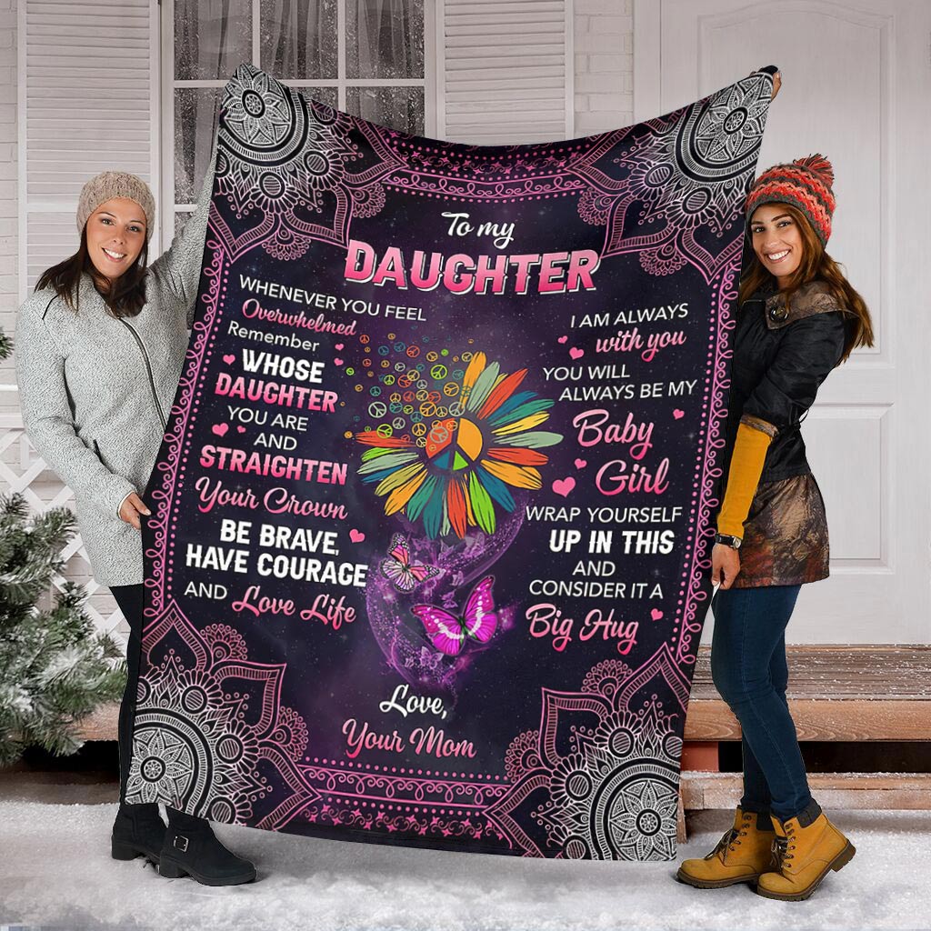 Hippie Butterfly To My Daughter - Flannel Blanket - Owls Matrix LTD