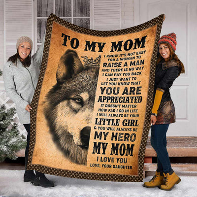 Wolf To My Mom I Love You My Hero - Flannel Blanket - Owls Matrix LTD