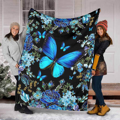 Butterfly Magic Blue Style - Flannel Blanket - Owls Matrix LTD