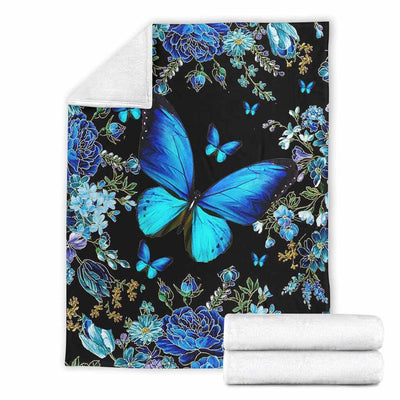 Butterfly Magic Blue Style - Flannel Blanket - Owls Matrix LTD