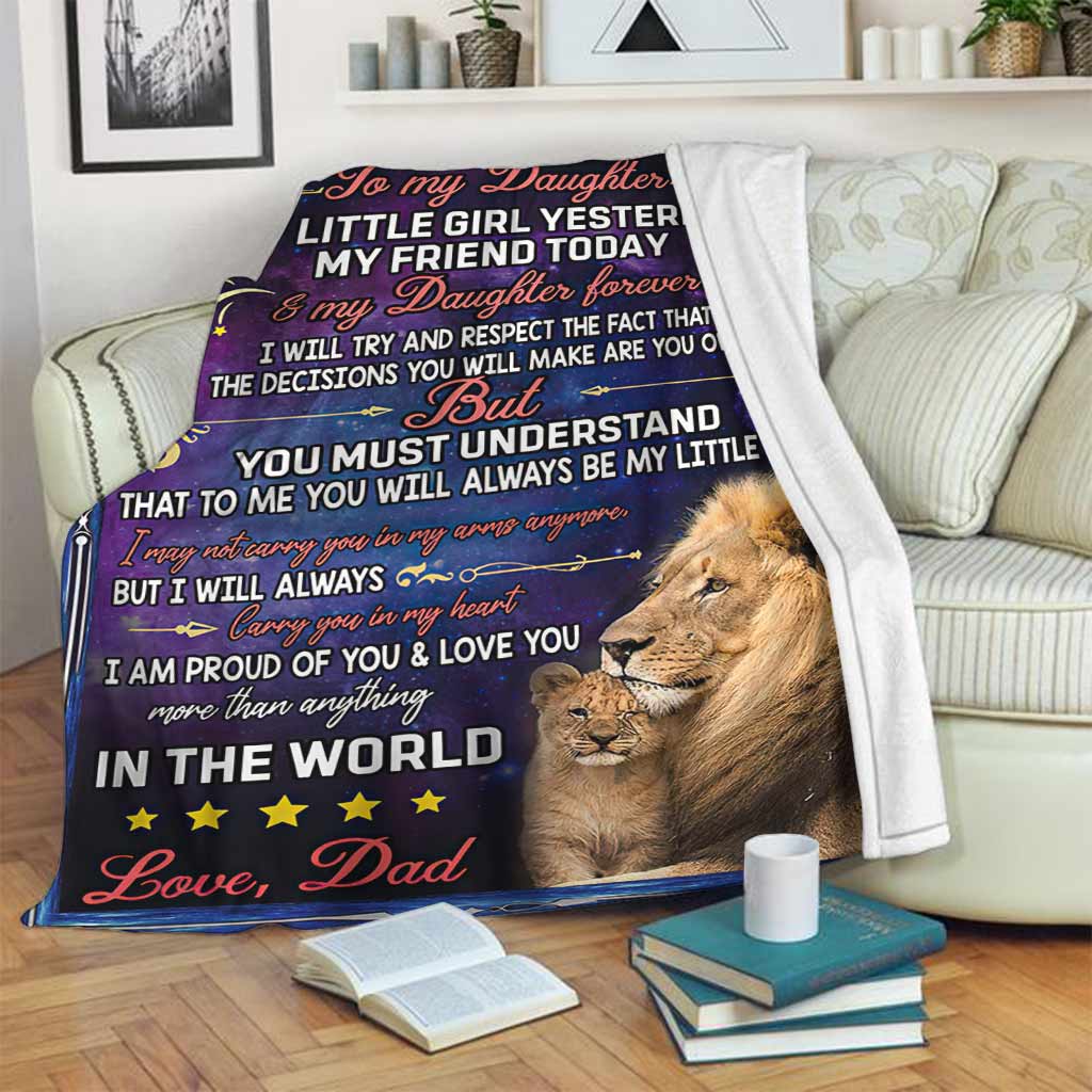 Lion To My Daughter My Little Girl - Flannel Blanket - Owls Matrix LTD