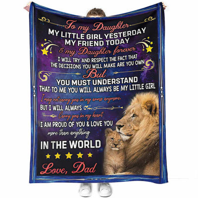 50" x 60" Lion To My Daughter My Little Girl - Flannel Blanket - Owls Matrix LTD