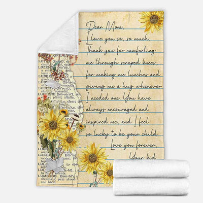 Sunflower Family Love Dear Mom Mother's Day - Flannel Blanket - Owls Matrix LTD