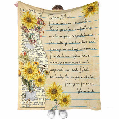 50" x 60" Sunflower Family Love Dear Mom Mother's Day - Flannel Blanket - Owls Matrix LTD