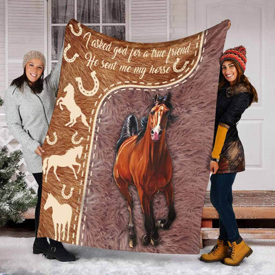 Horse I Asked God For A True Friend - Flannel Blanket - Owls Matrix LTD
