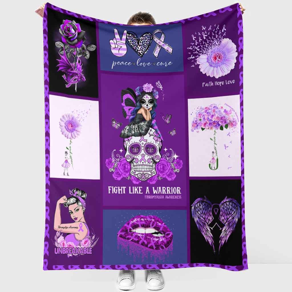 Fibromyalgia Awareness Fight Like A Warrior - Flannel Blanket - Owls Matrix LTD