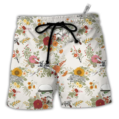 Starwars Stormtrooper Flower Vintage Autumn - Beach Short