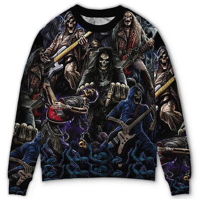 Sweater / S Skull Guitar Cool Dark - Sweater - Ugly Christmas Sweaters - Owls Matrix LTD