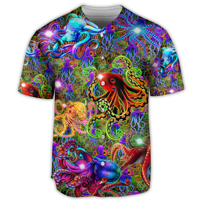 Octopus Hippie Style Colorful - Baseball Jersey - Owls Matrix LTD