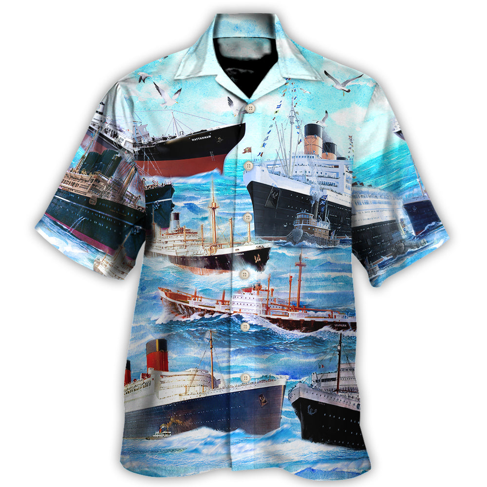 Cargo Ship Blue Sea Amazing Style - Hawaiian Shirt
