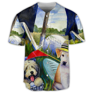 Golf Dog Golf Life Funny Art Style - Baseball Jersey - Owls Matrix LTD